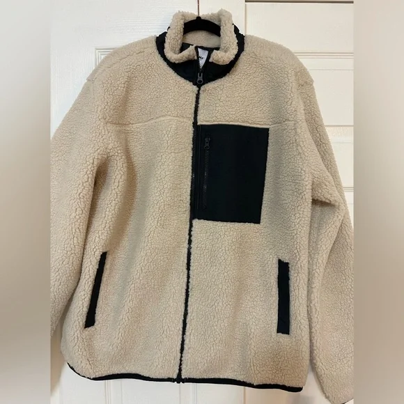 NWT Sonoma Sherpa Cream Jacket Full Zip in Large - Picture 3 of 9